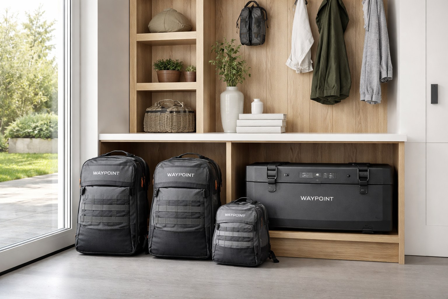 Waypoint Ready system staged in a modern home entryway